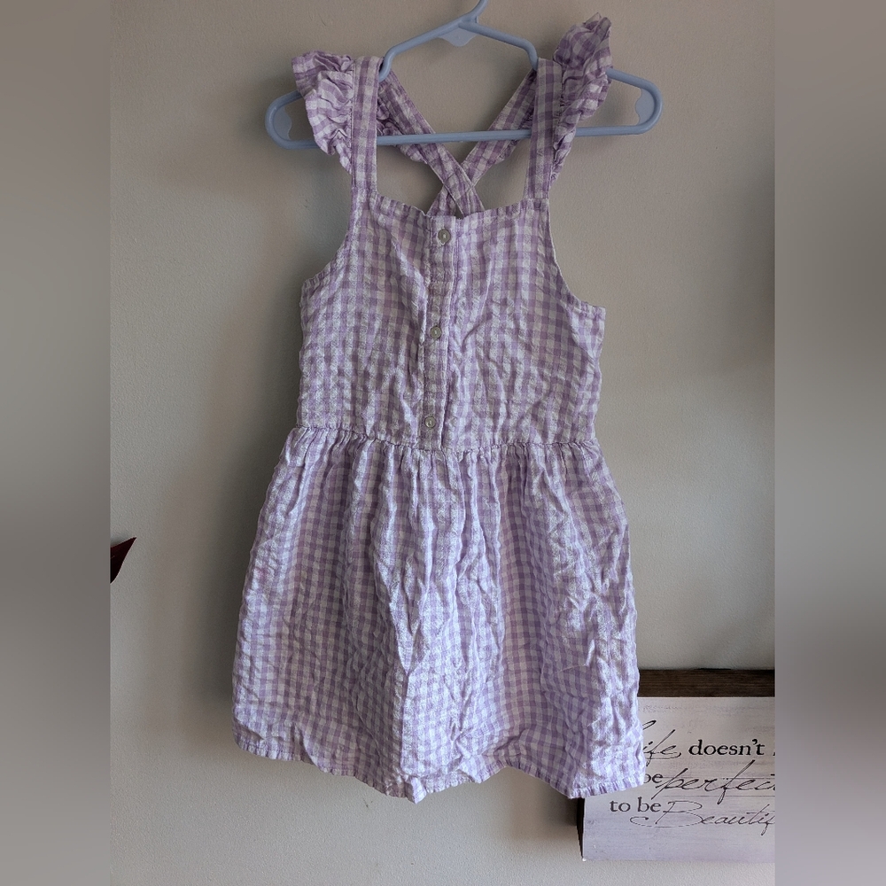 100% Cotton Primark Lilac and White Gingham Dress with Cross Straps